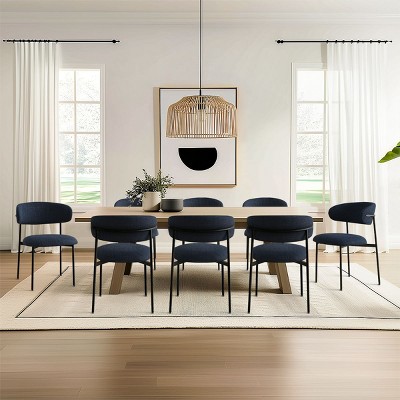 Set of 8 Modern Upholstered Dining Chairs, Armless Linen Chairs with Metal Legs, Comfortable Padded Seat for Kitchen & Dining Room- Maison Boucle