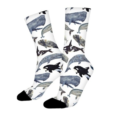 Dsane Vintage Blue Wheals Women Printed Crew Socks Funny Funky Socks Soft Polyester Novelty Gifts for Artists Men