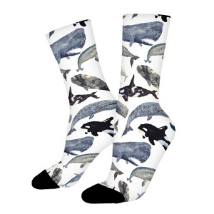 Dsane Vintage Blue Wheals Women Printed Crew Socks Funny Funky Socks Soft Polyester Novelty Gifts for Artists Men - 1 of 1