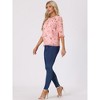 INSPIRE CHIC Women's Round Neck Ruffle 3/4 Sleeve Floral Print Chiffon Blouse - 3 of 4