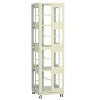 Yellow 4-tier all-steel rotating bookcase with 360° rotating wheels, large capacity, sturdy and durable bookcase - 4 of 4