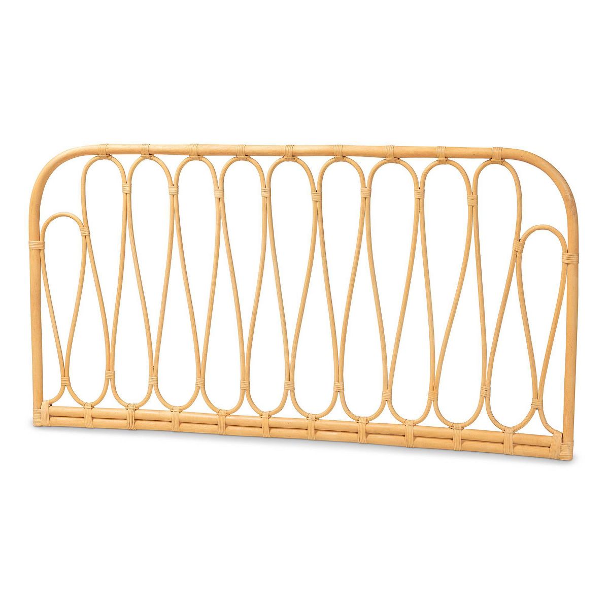 bali & pari Queen Carrick Rattan Wall Mount Headboard Natural/Brown: Bedroom Furniture, No Box Spring Needed