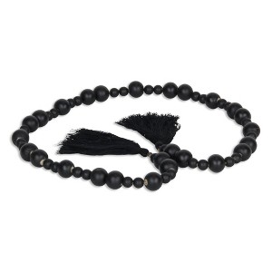 HomeRoots 42" Black Wood Hand Painted Decorative Tassel - 1 of 4