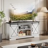 TV Stand for Televisions Up to 65 Inches, Entertainment Center Console Table with Storage Cabinets and Two Barn Doors, Mid Century Modern - 3 of 4