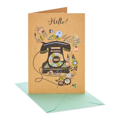 Thinking of You Card Floral Telephone: Carlton Cards Greeting, Multicolored, Vertical Fold, Typography Design, 6.75" x 4.625"