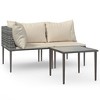 vidaXL 3 Piece Patio Lounge Set with Cushions Gray Poly Rattan - 2 of 4