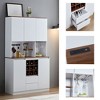 69'' Tall Kitchen Pantry Storage Cabinet, Kitchen Hutch Bar Cabinet with Microwave Stand, Wood Buffet Sideboard with Power Outlet for Dining Room - 4 of 4