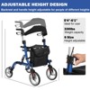 GustoWave Walker for Seniors,Folding Walker and Transport Wheelchair Combo for Seniors,Rollator with Seat, Backrest, Hand Brakes & Footrests - 4 of 4