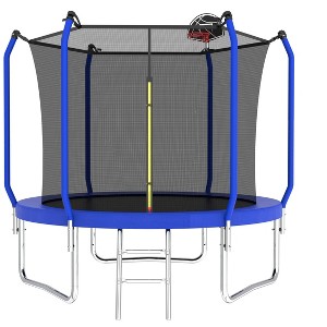 HFYee 8/10/12/14/10*16FT Backyard Trampoline Basketball Kit with Bonus Balls & Safety Enclosure for Ages 8+, Blue - 1 of 4