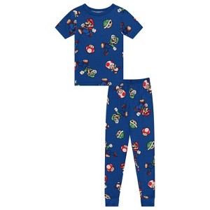 Nintendo Boys Mario Pajamas Set - 2 Piece Short Sleeve Super Mario Pajamas - Short Sleeves and Pants Pajamas Set - 1 of 4
