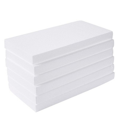 Juvale 6 Pack White Foam Rectangles for Crafts, 12 x 6 x 1 in