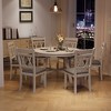 VECELO Rustic Dining Table Set, Rubber Wood Round Table and Upholstered Dining Chairs for Kitchen, Gray - 4 of 4