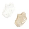 Touched by Nature Infant Girl Organic Cotton Socks with Non-Skid Gripper for Fall Resistance, Soft Pink Neutral - 3 of 4