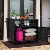 Versatile Outdoor Wicker Storage Cabinet with Shelf & Weather-Resistant Patio Bar Table, Convenient Access - 3 of 4