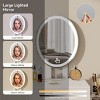 ELECWISH 31.5" White Makeup Vanity Desk with Adjustable LED Mirror & Storage Cabinet - 3-Way Lighting, Press-to-Open Drawer, No Stool Included - 3 of 4