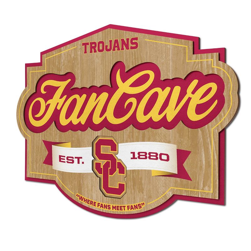 NCAA USC Trojans Fan Cave Sign - 3D Multi-Layered Wall Display, Official Team Memorabilia, Ready-to-Hang, 1 of 5