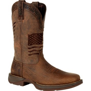 Men's Durango Brown Distressed Flag Embroidery Western Boot, DDB0314, Brown - 1 of 4