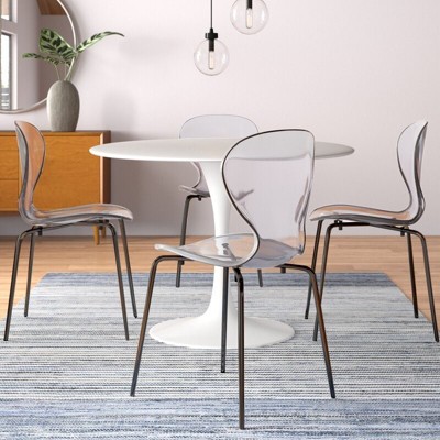 Clear Transparent Side Chair with Black Metal Legs