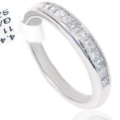 Pompeii3 SI 1/2ct Princess Cut Channel Set Diamond Wedding Anniversary Ring White Gold 4.5