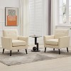 Mid-Century Modern Accent Chair – Linen Upholstery, 350LB Capacity & Hardwood Legs (Beige/Blue/Camel) for Living Room, Office, Bedroom - 3 of 4