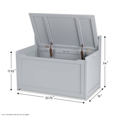 Gray Wooden Toy Chest with Safety-Hinged Lid