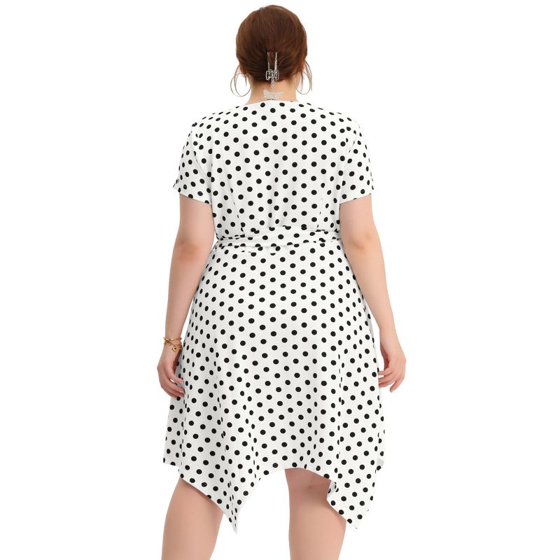 Agnes Orinda Women's Plus Size Polka Dots Wedding Elegant Spring Summer Midi Shirt Dresses, 4 of 6