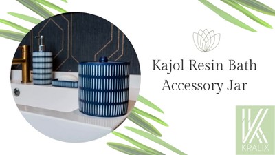 Blue and White Resin 4-Piece Bathroom Accessory Set