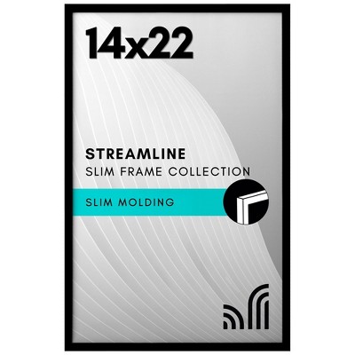 Americanflat 14x22 Poster Frame with Polished Plexiglass, Streamline Collection, Thin Border Picture Frame for Wall Display, , Black