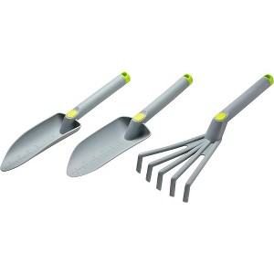 Machrus Ogrow High Quality 16" Piece Gardening Tool Set: Trowel, Transplanter and 5 Teeth Cultivator - Grey - 1 of 4