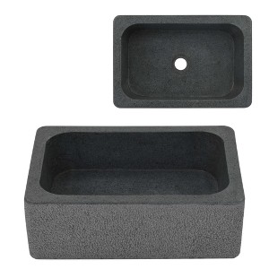 vidaXL Sink 17.7 in.x11.8 in.x5.9 in. Riverstone Black - 1 of 4