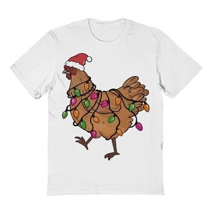 Rerun Island Men's Christmas Light Hen Short Sleeve Graphic Cotton T-Shirt - 1 of 1