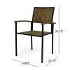 Set Of 2 Modern Acacia Wood Patio Dining Chairs,Outdoor Dining Chair With Metal Frame,Wooden Slats Armrests Lounge Chair-Coolbibila - 4 of 4