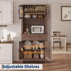 Elegant Black Modern Wood Pantry Coffee Cabinet with Ample Storage, Spacious 72" Tall Kitchen Bar Cabinet Hutch Featuring 4 Stylish Glass Doors - 4 of 4