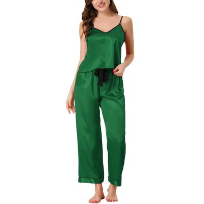 cheibear Women's Satin Silky Summer Camisole and Pants Sleepwear Pajama Sets