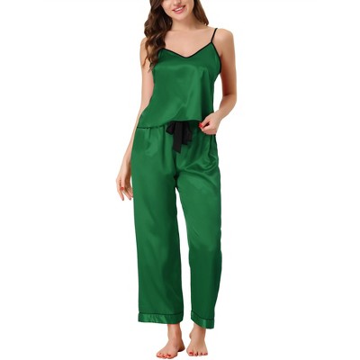 Cheibear Women's Satin Pajama Silky Cami Strap Nightgown Sleep Dress Green  Small : Target