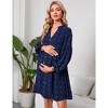 Maternity Swiss Dot Dress V Neck Long Sleeve Button Down Mini Dress Baby Shower Photoshoot with Pockets - 3 of 4