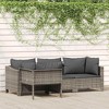 vidaXL Patio Lounge Set - 4 Pieces, Gray Poly Rattan, with Cushions, Durable, Weather-Resistant, Easy Assembly, Elegant and Contemporary Design - 2 of 4