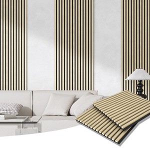 4 Pcs 23.6 Inch X23.6 Inch Sound-Absorbing And Soundproof Panels, Used As Wooden Strip Wall Panels For Interior Wall Decoration - 1 of 4
