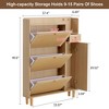 QingMoon Rattan Shoe Storage Cabinet, Hidden Slim Narrow Shoe Rack, Freestanding Shoe Organizer with Drawer and Top Cubby for Entryway, Hallway - 4 of 4