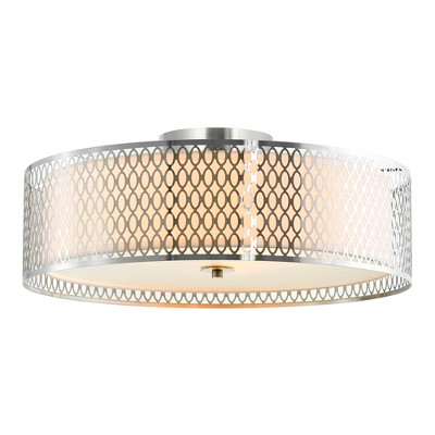 CWI Lighting Mikayla 5 Light Drum Shade Flush Mount With Satin Nickel Finish