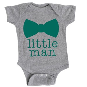The Juniper Shop Little Man Bow Tie Baby Short Sleeve Bodysuit - 24M - Heather Grey - 1 of 4
