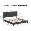 Homhougo Twin Size Bed Frame with Adjustable Headboard, Linen Upholstered Twin Platform Bedframe with Strong Wooden Slats, Easy Assembly, Grey - 2 of 4