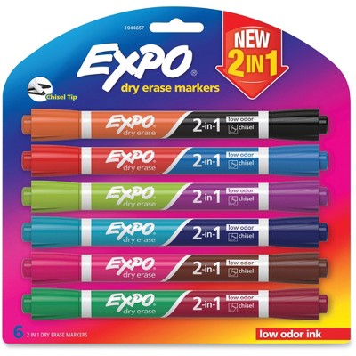 Expo Dual 2-In-1 Dry Erase Markers Chisel Tip 6/PK Ast 1944657
