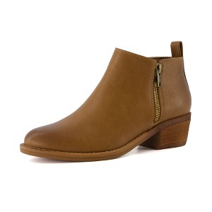 CUSHIONAIRE Taco Women’s Ankle Boots – Low Heel Ankle Boots for Women with Memory Foam Comfort, Side Zipper, and Wide Widths Available - 1 of 4