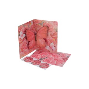 Unique Bargains Greeting Card Rose Butterfly Paper 5.9"x4.4"x0.4" 1 Pc - 1 of 4