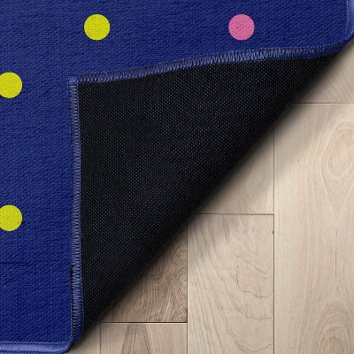 Crayola Polka Dot Blue Synthetic 5' x 7' Area Rug