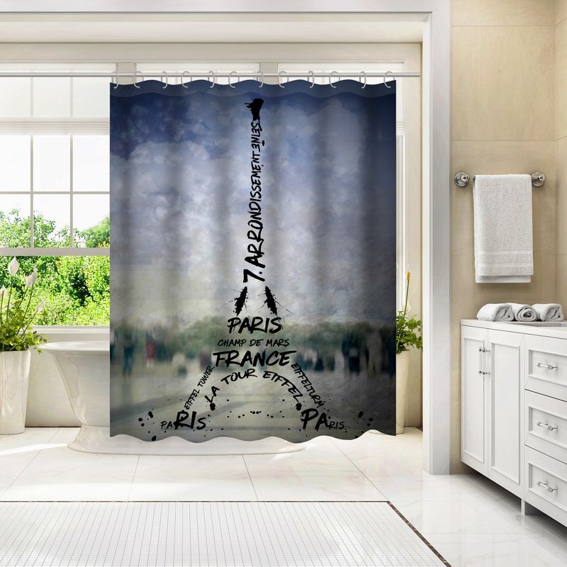 Americanflat 71" x 74" Shower Curtain, Paris Art Eiffel Tower No 1 by Melanie Viola, 4 of 9