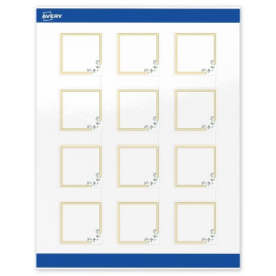 Avery 2" x 2" Labels, Gold Double Border with Florals, 120 ct