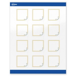 Avery 2" x 2" Labels, Gold Double Border with Florals, 120 ct - 1 of 4