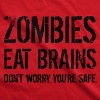 Womens Zombies Eat Brains So You're Safe Funny T Shirt Halloween Living Dead Tee - Crazy Dog Women's T Shirt - 2 of 4